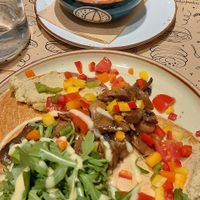 vegan mushroom jackfruit pancakes at Rubik's in Thessaloniki