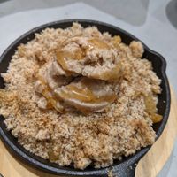 Apple crumble with icecream. at Alkalime in Abu Dhabi