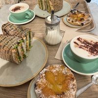 “Marine” Sandwiches (aka vegan tuna sandwich) and apricot tarts   at Land & Monkeys - Amsterdam in Paris