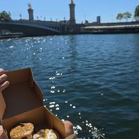 Took away lovely patisseries and ate them by the Seine! at Land & Monkeys - Amsterdam in Paris