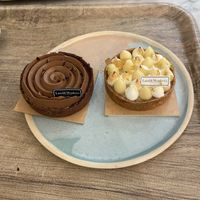 Chocolate tart and citrus tart   at Land & Monkeys - Amsterdam in Paris