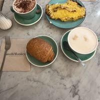 Pain au chocolat, croque monsieur and coffees  at Land & Monkeys - Amsterdam in Paris