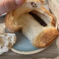 Pain au chocolate- cold hard stick of chocolate that was completely flavorless - certainly not the best in the city   at Land & Monkeys - Amsterdam in Paris