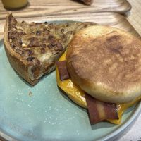 Quiche Lorraine and a bacon cheddar muffinn  at Land & Monkeys - Amsterdam in Paris