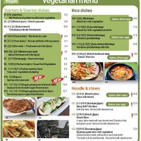 The Vegan/Vegetarian Menu (highlighted green is vegan) at Kogi Korean Cuisine in Brighton