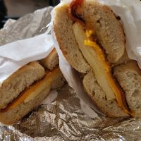 Vegan bacon egg & cheese at Utopia Bagels in Queens