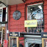 Outside at Falafel House in Tirana