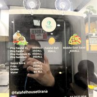 Menu  at Falafel House in Tirana