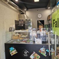 Inside, up stairs at Falafel House in Tirana