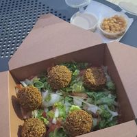 Sallate com falafels at Falafel House in Tirana