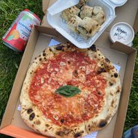 Luigi pizza with vegan mozzarella, dragon ballz with vg mozzarella and jalapeños  at Pizza Geeks in Edinburgh