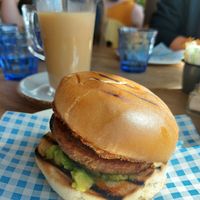 The vegan stack, a lovely breakfast baps. at Perch on Lancing Beach in Lancing