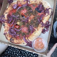 Very good tomato/fake beef pizza (19€))  at Gemello Vegan Pizza in Berlin