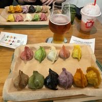 Vegan gyoza set and drinks   at Vegan Gyoza Yu Cafe in Tokyo