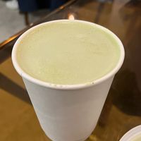 Matcha latte  at Vegan Gyoza Yu Cafe in Tokyo