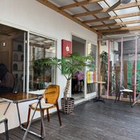 Courtyard area  at Vegan Gyoza Yu Cafe in Tokyo