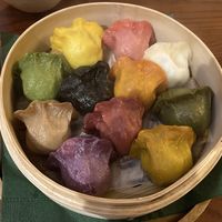 Steamed gyozas. There are also fried ones available, but filling is the same.  at Vegan Gyoza Yu Cafe in Tokyo