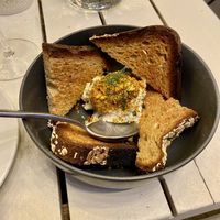 Smoked mushroom conserva with the best gluten free bread I’ve had at The Well in Austin