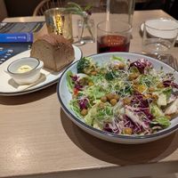 Vegan Cesar salad, bread and cashew butter at The Well in Austin
