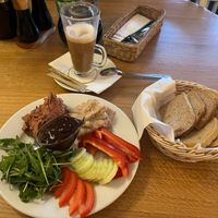 Breakfast on the grass at Knajpa Artystyczna in Kazimierz Dolny