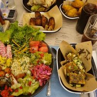 Organic tofu buddha bowl with sweet plantain and dumplings.

Sweetcorn roti roll. at Turtle Bay in Colchester