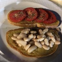 So good bread with tomatos and beans  at Il Giardino in Montecatini Alto