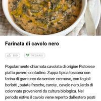 Black cabbage farinata, in the ingredients it has "lardo di colonnata" that is meat, however the dish is labelled as "vegan" as you can see at Il Giardino in Montecatini Alto