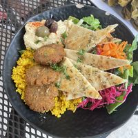 Falafel platter  at Spires Market in Rincon