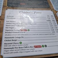 Children's menu at The Spyglass Inn in Ventnor