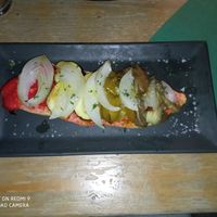 Tostada de verduras asadas (estaba buenísima!) at La Lola in Jaca