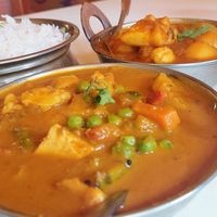 Veg coconut and aloo gobi at Spice Root in Williamstown