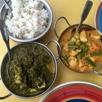 Saag tofu and coconut vegetable  at Spice Root in Williamstown