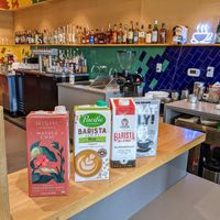 Soy, almond, or oat milk options. at Houndstooth Coffee in Austin