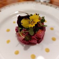 Starter - beetroot and apple tartare at Saishoku Ryouri F - Vegan Restaurant F in Kyoto