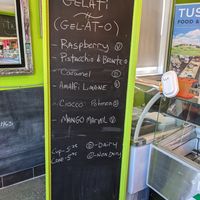 Gelato menu with the flavours of the day at Mercury Chocolates & Gelateria in Cobourg