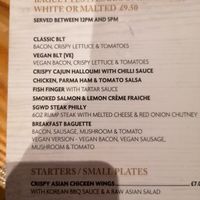 Menu at Sgwd Gwladys in Neath