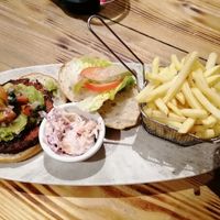 Beetroot burger at Sgwd Gwladys in Neath