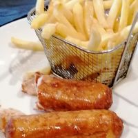 Sausage and chips at Sgwd Gwladys in Neath