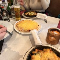 Cheesy garlic bread (very garlicky!)  at Trattoria in Bowness-on-windermere