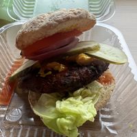 Loaded with Tabasco on an optional gluten free bun    at Big Orange in Rogers