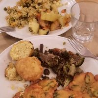 Panelle, broccoli e uvetta, polpette di lupini at La Cucina Dei Colori in Catania
