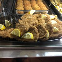 Vegan lunch buffet - seitan cutlets  at La Cucina Dei Colori in Catania