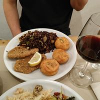 Dinner with lovely cooked salads and patties at La Cucina Dei Colori in Catania