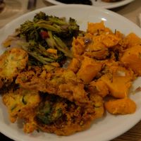 Mixed dish- chichi fritters, pumpkin, broccoli at La Cucina Dei Colori in Catania