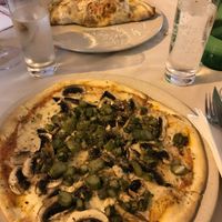 Mushroom asparagus pizza (ask for vegetarian pizza with vegan cheese)   at Xarambinha in Funchal