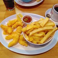 Vegan prawns and chips. 11.95£ at Golden Union in London