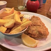 Vegan fish and chips with plant based tartare sauce    at Golden Union in London