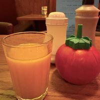Orange juice and traditional condiments   at Golden Union in London