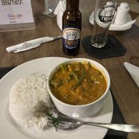 Veg curry and Twinga beer  at Fifi's in Arusha