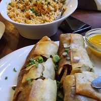 Veg spring rolls and Sichuan fried rice at Amber Restaurant in Arusha